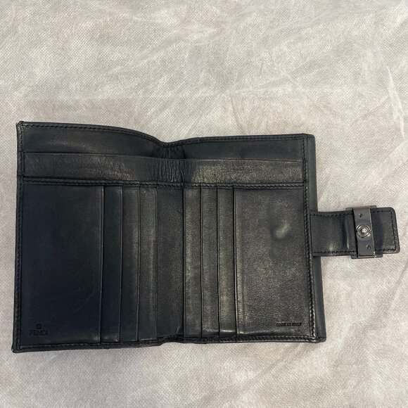 FENDI Zucchino Jacquard Fabric and Leather Bi-fold Wallet - Preowned - Picture 5 of 10